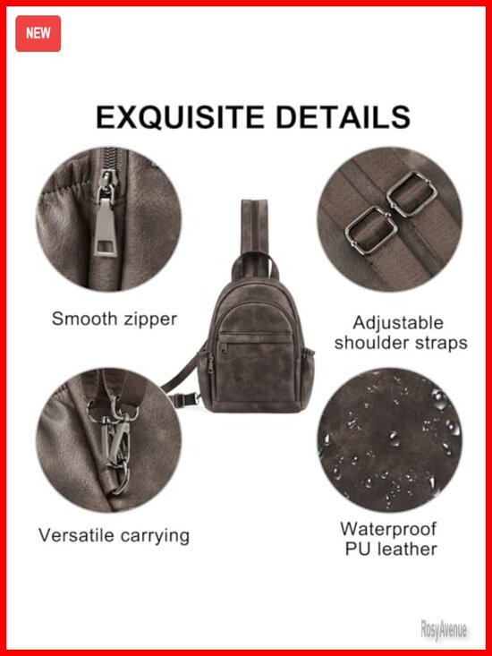 Convertible PU Leather Sling Backpack Crossbody Bag Travel Purse main image 6